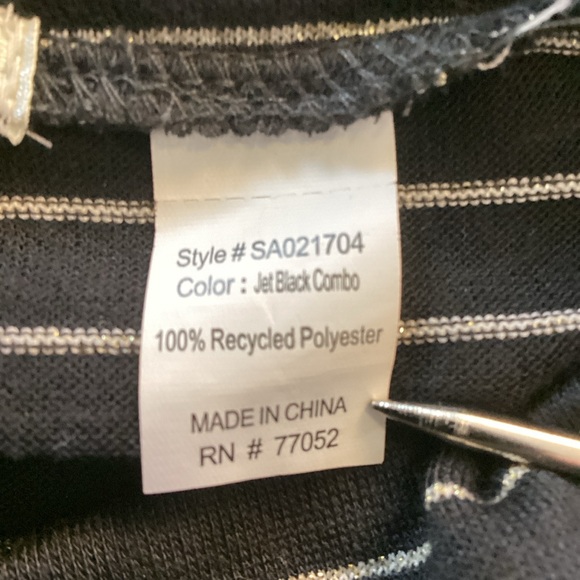 Threads 4 Thought Black and  Strip Metallic Silver Cowl Neck Sweater Sz S - Picture 6 of 12